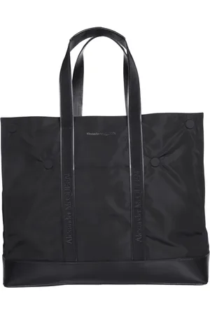 Alexander McQueen Tassen, Heren, Zwart, ONE Size, Nylon, Zwarte leren en nylon tas