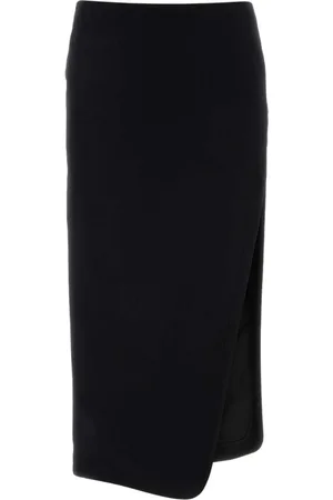 ANN DEMEULEMEESTER Rokken, Dames, Zwart, L, Stijlvolle Zwarte Vilt Midi Rok