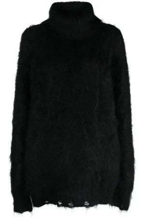 JUNYA WATANABE Truien, Dames, Zwart, S, Wol, Zwarte wollen trui met hoge nek