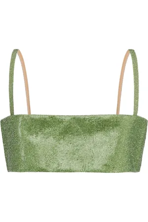 Nué Notes Tops, Dames, Groen, S, Groene Rhinestone Top