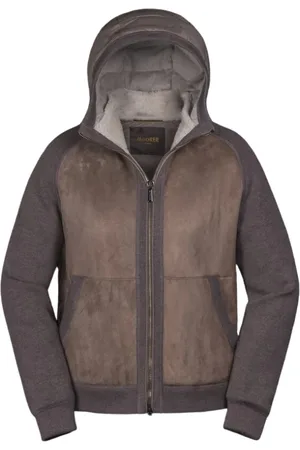 MOORER Jassen, Heren, Bruin, L, Wol, Hybride Fleece Bomberjack