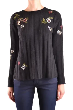 RED Valentino Truien, Dames, Zwart, S, Bloemen Boho Oversized Trui