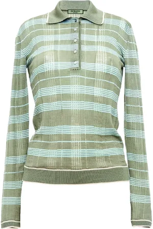 Durazzi Milano Tops, Dames, Veelkleurig, L, Wol, Geruite Geperforeerde Polo