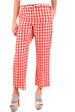 RED Valentino Broeken, Dames, Rood, M, Wijde Geruite Broek