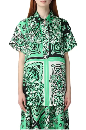 RED Valentino Blouses & Shirts, Dames, Groen, M, Bandana Print Blouse voor Dames