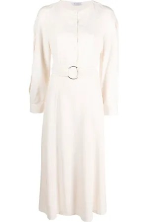 Rodebjer Kleedjes, Dames, Wit, S, Witte Alice Midi Jurk met Riem