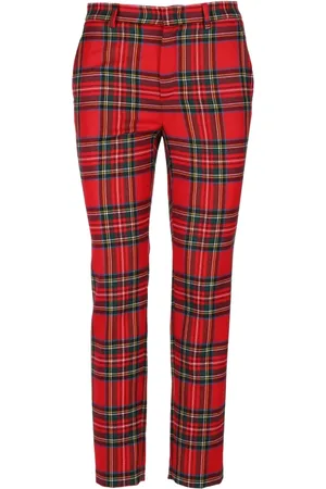 RED Valentino Broeken, Dames, Rood, M, Geruite Broek, Slim Fit, Volledige Lengte, Multicolor