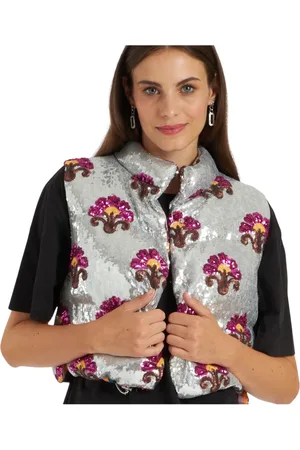 La DoubleJ Jassen, Dames, Grijs, S, Polyester, Sequin Puffer Vest