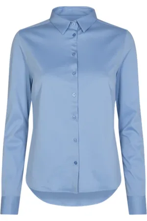 Mos Mosh Blouses & Shirts, Dames, Blauw, S, Lichtblauwe Tina Jersey Shirt Blouse