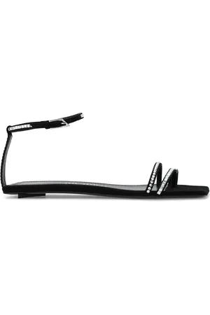 The Attico Schoenen, Dames, Zwart, 40 EU, Suède, ‘Isla’ sandalen met glanzende applicaties