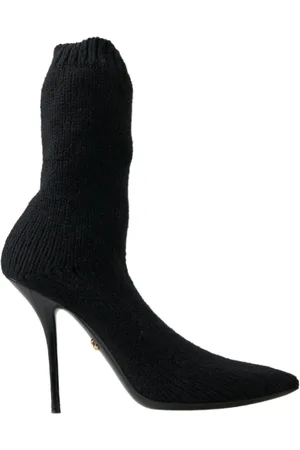 Dolce & Gabbana Schoenen, Dames, Zwart, 39 EU, Zwarte Stiletto Hak Mid Kalf Dameslaarzen