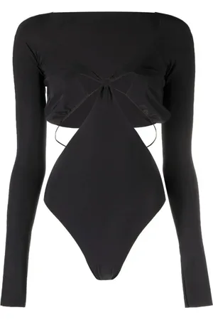 Amazuìn Tops, Dames, Zwart, ONE Size, Diepzwarte Daphne Bodysuit
