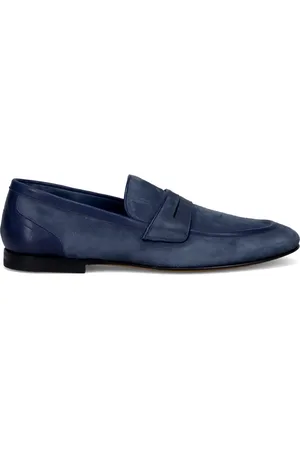 Fabi Schoenen, Heren, Blauw, 40 EU, Suède, Klassieke Handgemaakte Suède Mocassin