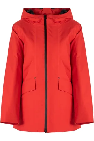Geox Jassen, Dames, Rood, S, Polyester, Ademende waterdichte jas met capuchon