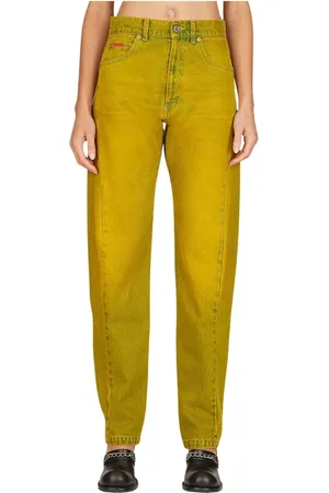 MARTINE ROSE Jeans, Dames, Geel, S, Katoen, Gewassen Twist Seam Jeans