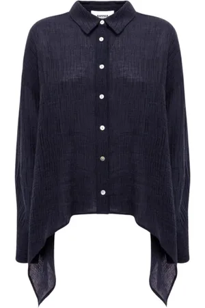 ALPHA STUDIO Blouses & Shirts, Dames, Blauw, L, Stijlvol Overhemd