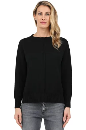 ALPHA STUDIO Truien, Dames, Zwart, S, Wol, Lange Mouw Merino Wol Trui