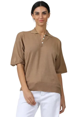 ALPHA STUDIO Tops, Dames, Bruin, S, Klassieke Polo Shirt