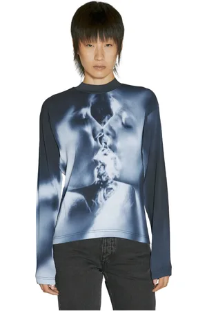 Eytys Tops, Dames, Blauw, S, Polyester, Stoere Geplooide Longsleeve Top
