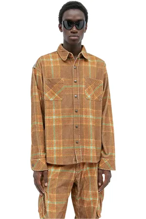 ERL Overhemden, Heren, Bruin, S, Katoen, Bedrukte Corduroy Overshirt