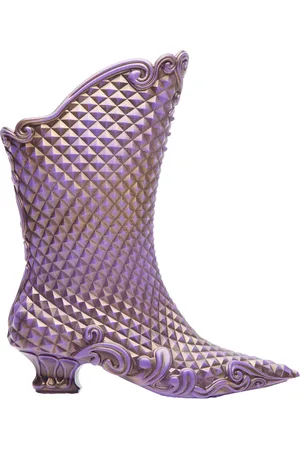 Y / PROJECT Schoenen, Dames, Paars, 37 EU, Gestructureerde rubberen Court laarzen