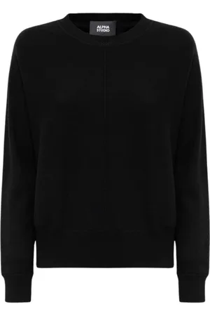 ALPHA STUDIO Sweatshirts & Hoodies, Dames, Zwart, L, Kimono Stijl Trui met Lange Mouwen
