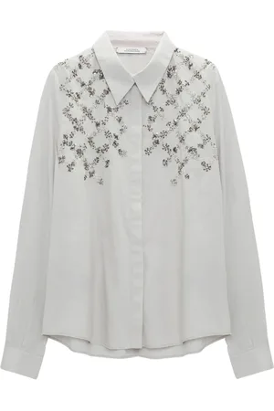 Dorothee Schumacher Blouses & Shirts, Dames, Grijs, M, Sprankelende Poplin Blouse