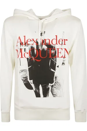 Alexander McQueen Sweatshirts & Hoodies, Heren, Wit, S, Katoen, Gedrukte hoodie