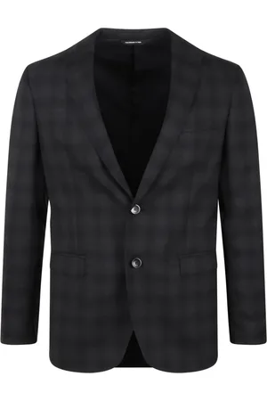 Tonello Jassen, Heren, Grijs, M, Wol, Handgemaakte Geruite Blazer