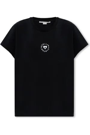 Stella McCartney Tops, Dames, Zwart, 2Xs, Katoen, T-shirt met logo