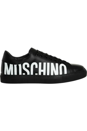 Moschino Schoenen, Heren, Zwart, 44 EU, Leer, Gestreepte Serena Sneakers met Veters
