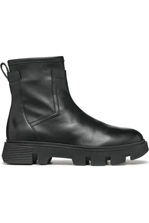Geox Schoenen, Dames, Zwart, 39 EU, Leer, Zwarte Enkellaarsjes voor Dames