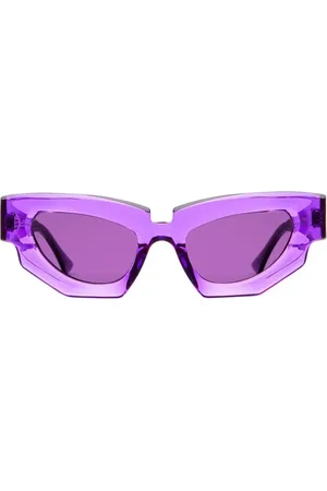 KUBORAUM Accessoires, Dames, Paars, ONE Size, Stoere Cat-Eye Zonnebril in Transparant Paars