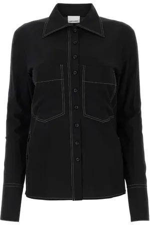 Low Classic Blouses & Shirts, Dames, Zwart, S, Zwarte zijden blend shirt
