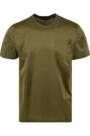 MOORER Tops, Heren, Groen, M, Katoen, Groene T-shirts en Polos