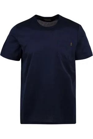 MOORER Tops, Heren, Blauw, M, Katoen, Blauwe T-shirts en Polos