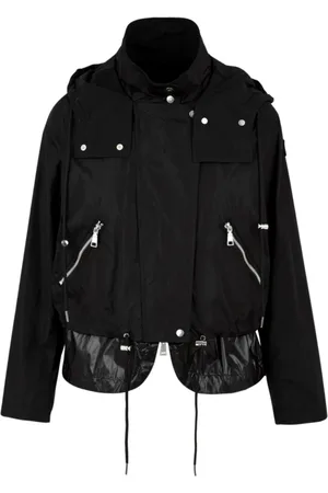 add Jassen, Dames, Zwart, S, Zwarte jas met ritssluiting en verstelbare taille