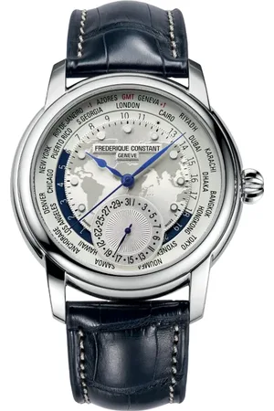 Frederique Constant Accessoires, Dames, Blauw, ONE Size, Klassieke Worldtimer Horloge