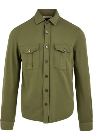 FILIPPO DE LAURENTIIS Overhemden, Heren, Groen, XL, Militaire Stijl Overhemden voor Heren