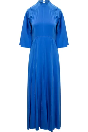 FORTE FORTE Kleedjes, Dames, Blauw, M, Satijn, Couture Satijnen Jurk