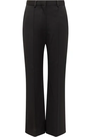 Lanvin Broeken, Dames, Zwart, M, Wol, Cropped Flared Broek