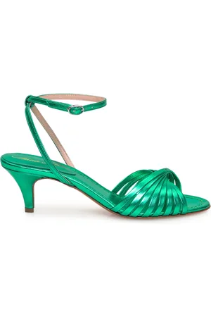 ANNA F. Schoenen, Dames, Groen, 40 EU, Gelamineerde Sandaal Flats