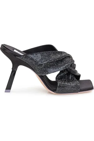 Sebastian Schoenen, Dames, Zwart, 38 1/2 EU, Strass Mule Sandalen