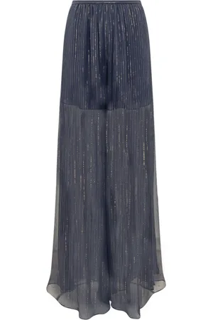 Rochas Broeken, Dames, Blauw, M, Wijde Broek