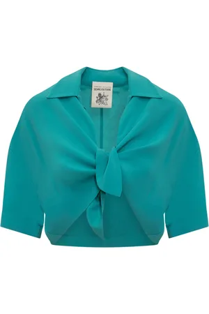 SEMICOUTURE Blouses & Shirts, Dames, Blauw, 2Xs, Chelsie Overhemd
