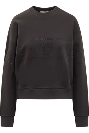 Chiara Ferragni Sweatshirts & Hoodies, Dames, Zwart, S, Katoen, Strass Sweatshirt