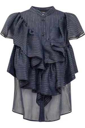 Rochas Blouses & Shirts, Dames, Blauw, S, Mouwloos Overhemd - Stijlvolle Collectie