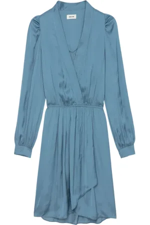 Zadig & Voltaire Kleedjes, Dames, Blauw, S, Satijn, Blauwe Gedrapeerde Satijnen Jurk