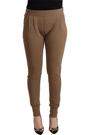 ERMANNO SCERVINO Broeken, Dames, Bruin, M, Bruine Logo Tapered Broek