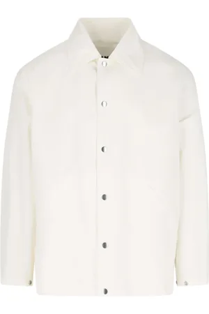 Jil Sander Jassen, Heren, Wit, M, Katoen, Retro Logo Witte Katoenen Jas